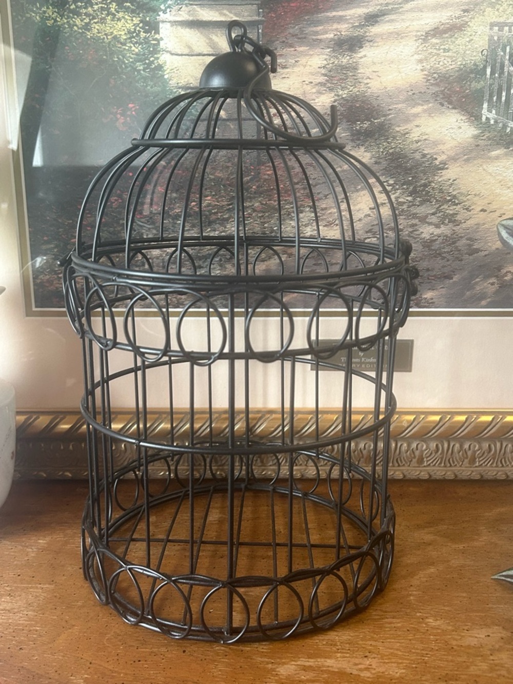 Vintage-Style Black Metal Birdcage